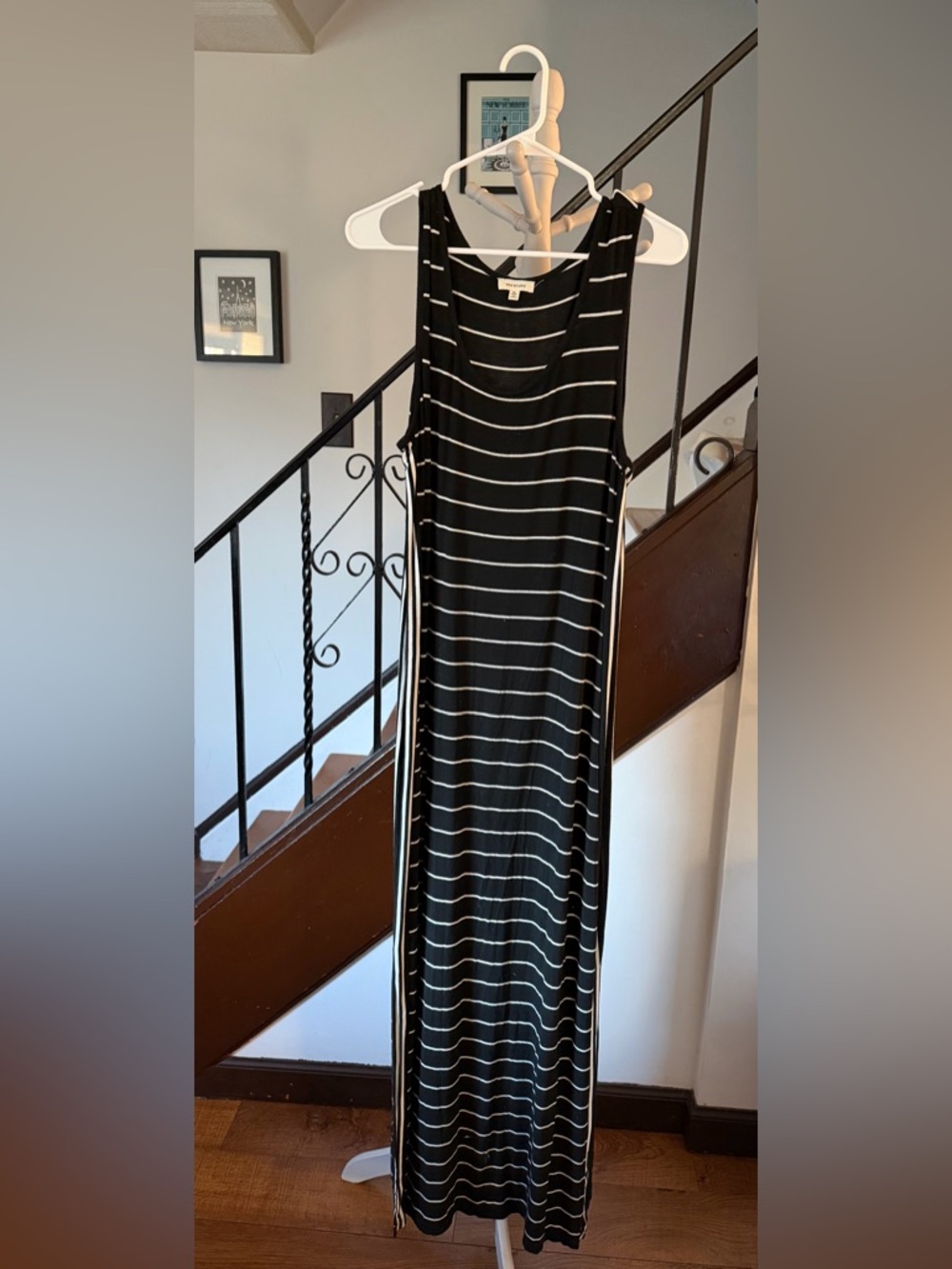 Max Studio Black and White Striped Sleeveless Maxi Dress - Picture 3 of 5